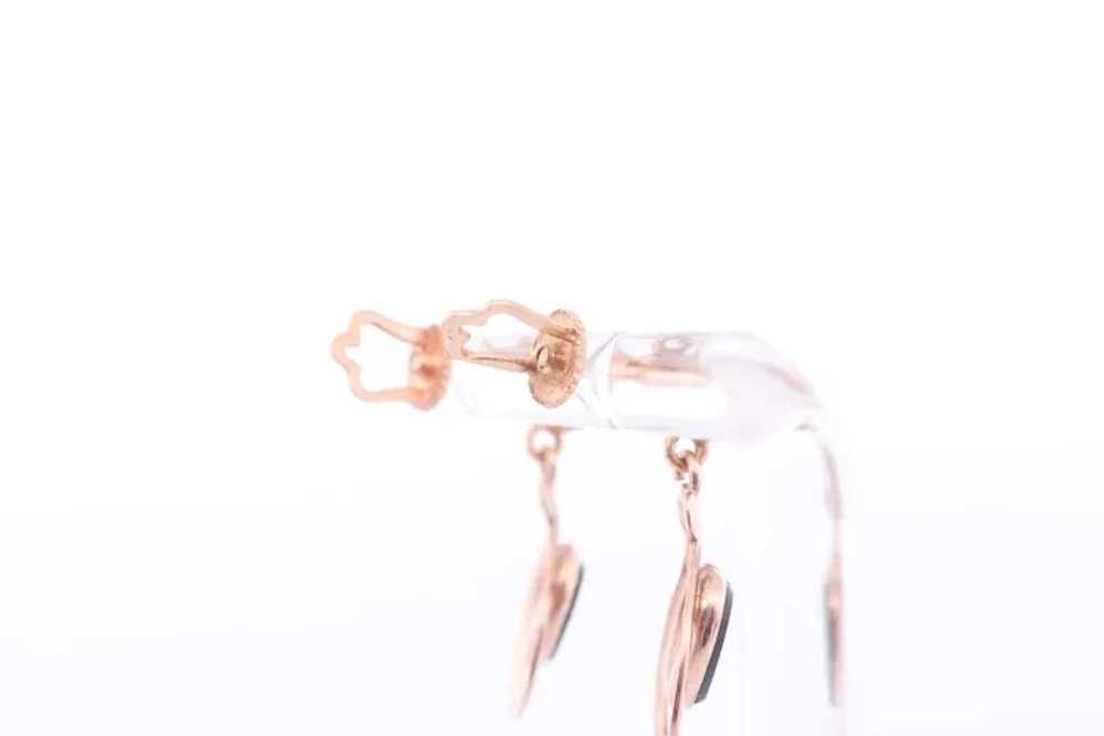 10k Onyx Heart Earrings. Onyx Heart Dangle Earrin… - image 4