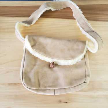 Vintage Faux Sherpa and Faux Suede Purse - image 1