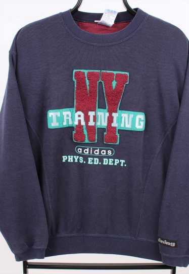vintage mens adidas ny training navy sweatshirt - image 1