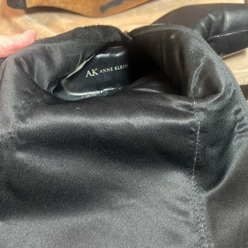 Anne Klein Vintage Wedge Square Toe Black Leather… - image 7