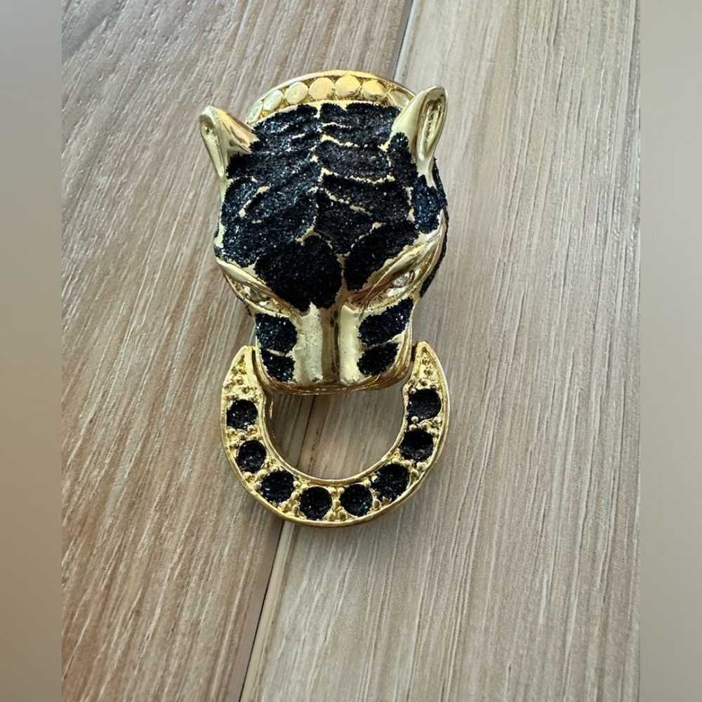 Vintage Panther Door Knocker Brooch - image 1