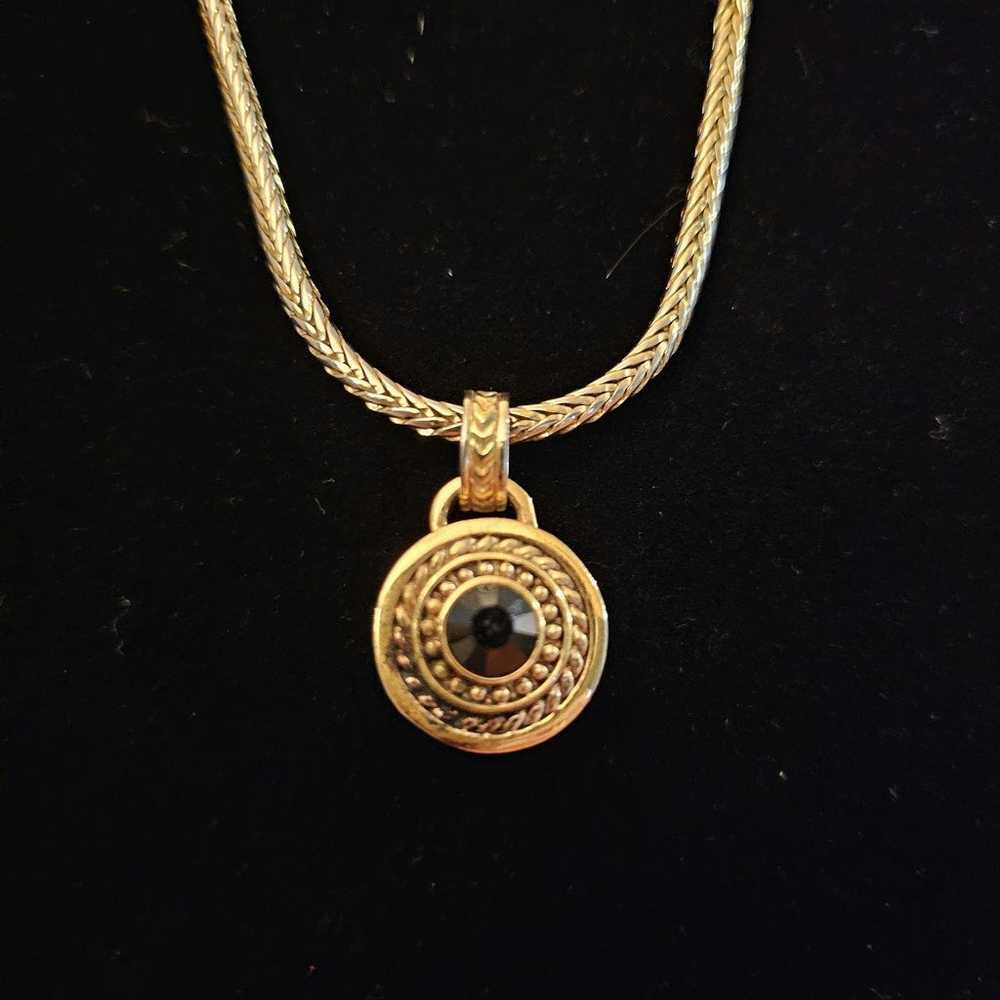 Roman Rhinestone Jewel Gold Tone Earring + Pendan… - image 4