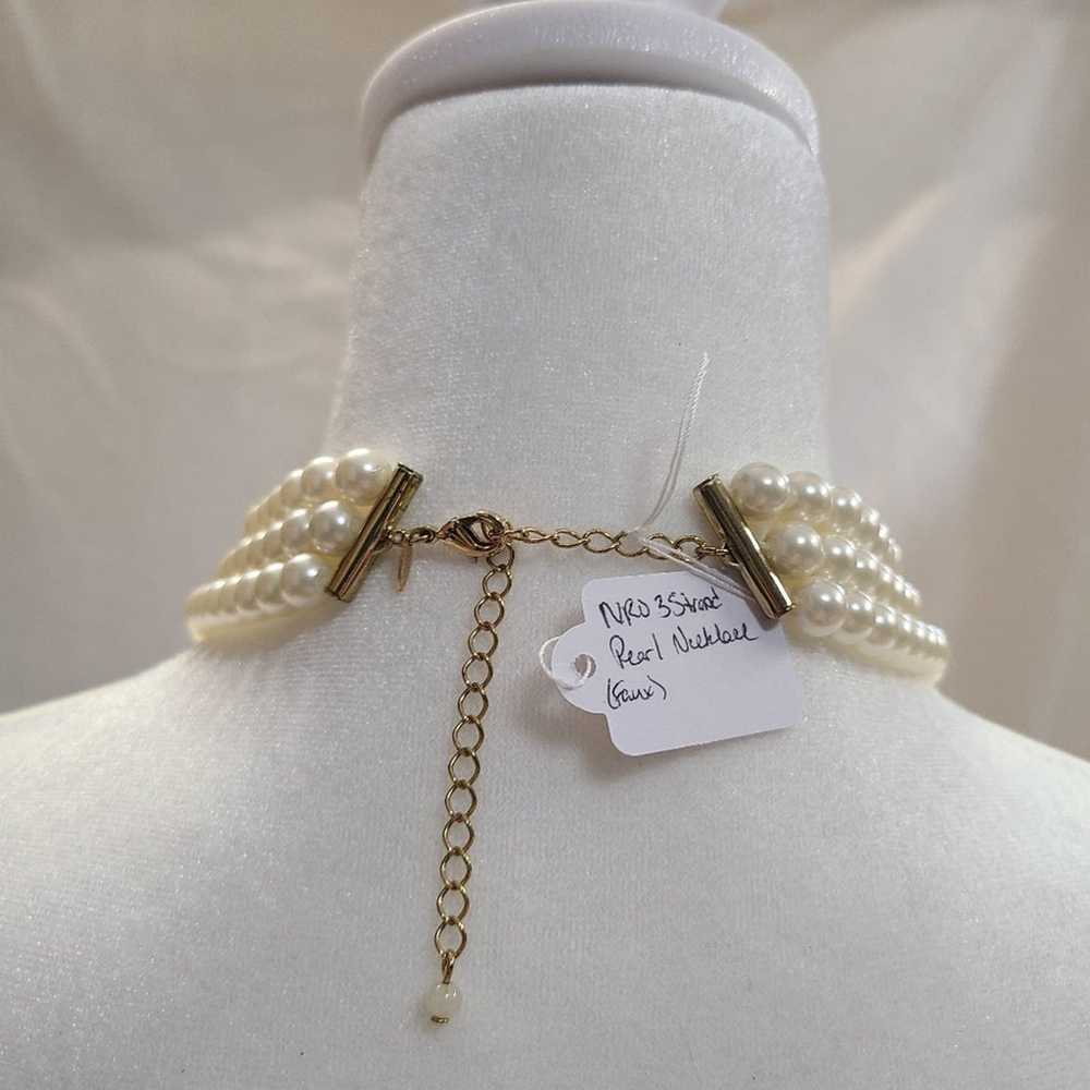 Vintage NRO 3 Strand Faux Pearl Necklace - image 3