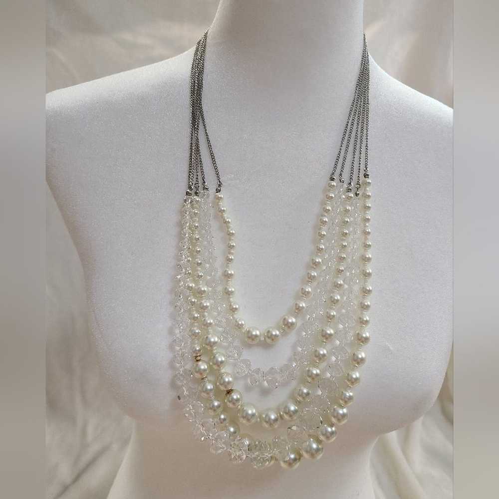 Vintage VCLM Multi Strand Faux Pearl & Bead Neckl… - image 1