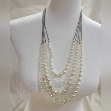 Vintage VCLM Multi Strand Faux Pearl & Bead Neckl… - image 1
