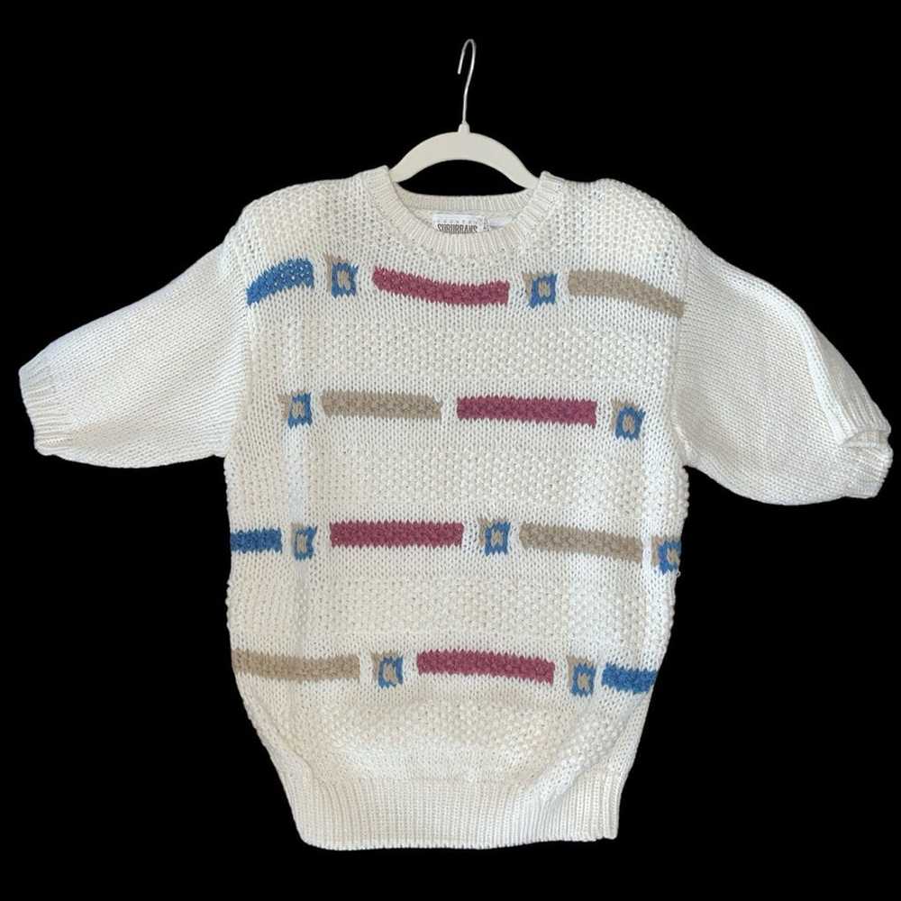 Vintage 1980’s Hand Knit Sweater Country Suburban… - image 1