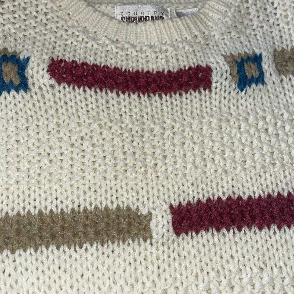 Vintage 1980’s Hand Knit Sweater Country Suburban… - image 3