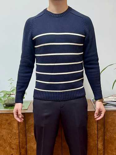 Brooks Brothers Nautical Stripe Navy Cotton Sweate