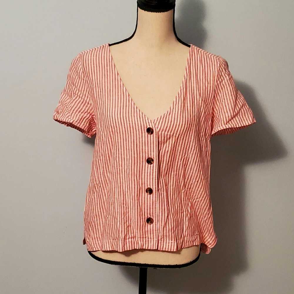 BP BP. Cute Lightweight Candy Striper Button-Down… - image 1