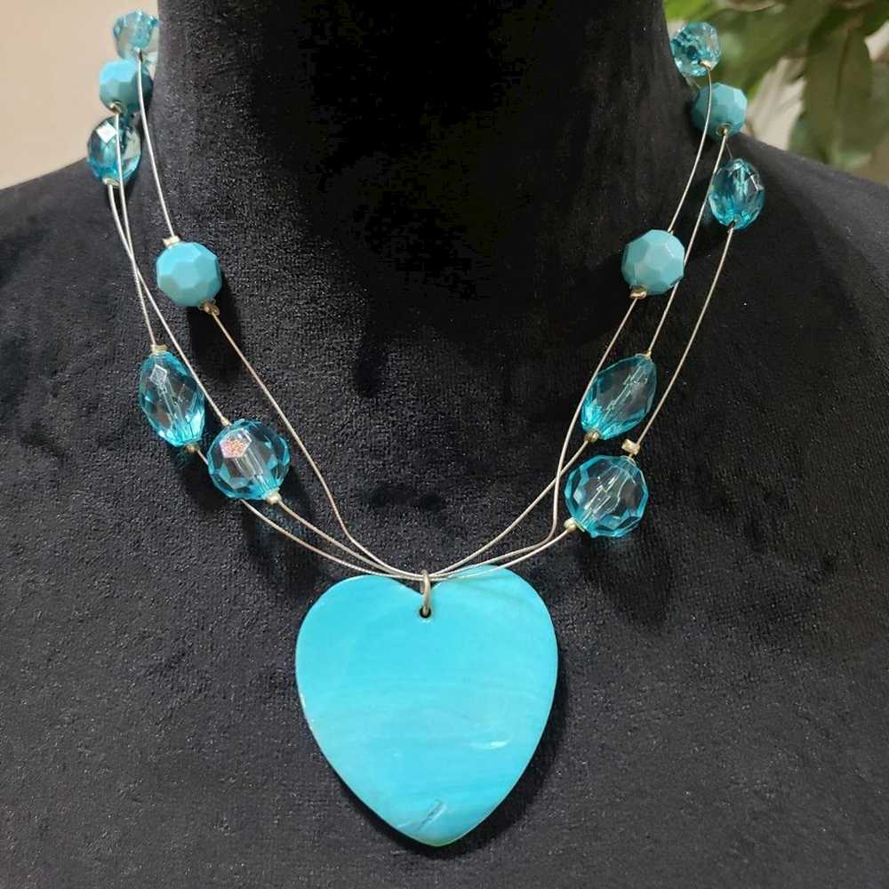 Other Women Fashion Blue Turquoise Beaded & Heart… - image 1