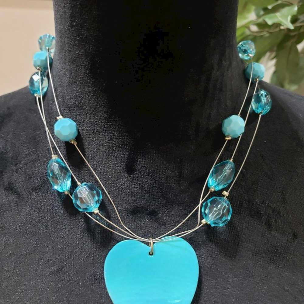 Other Women Fashion Blue Turquoise Beaded & Heart… - image 2