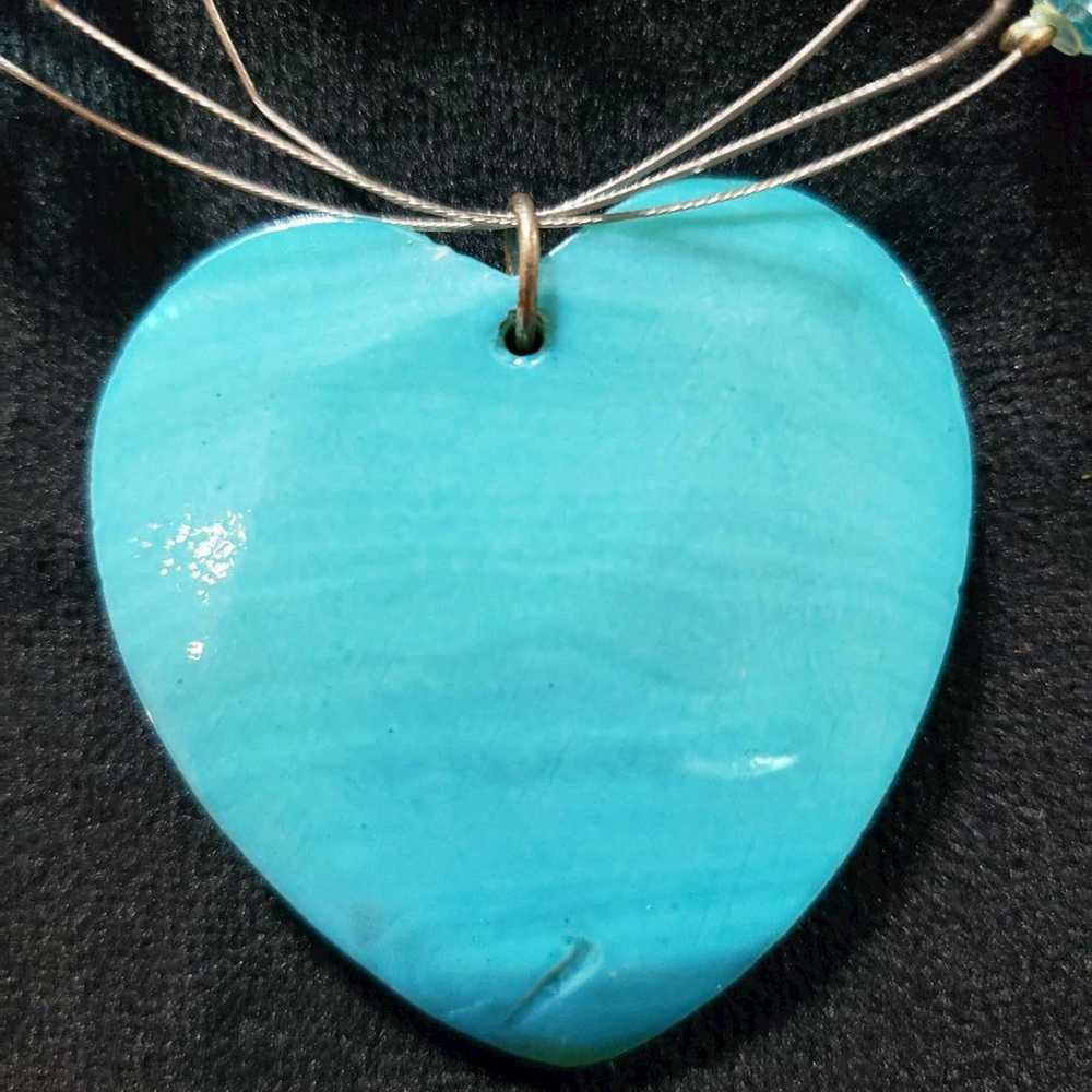 Other Women Fashion Blue Turquoise Beaded & Heart… - image 3