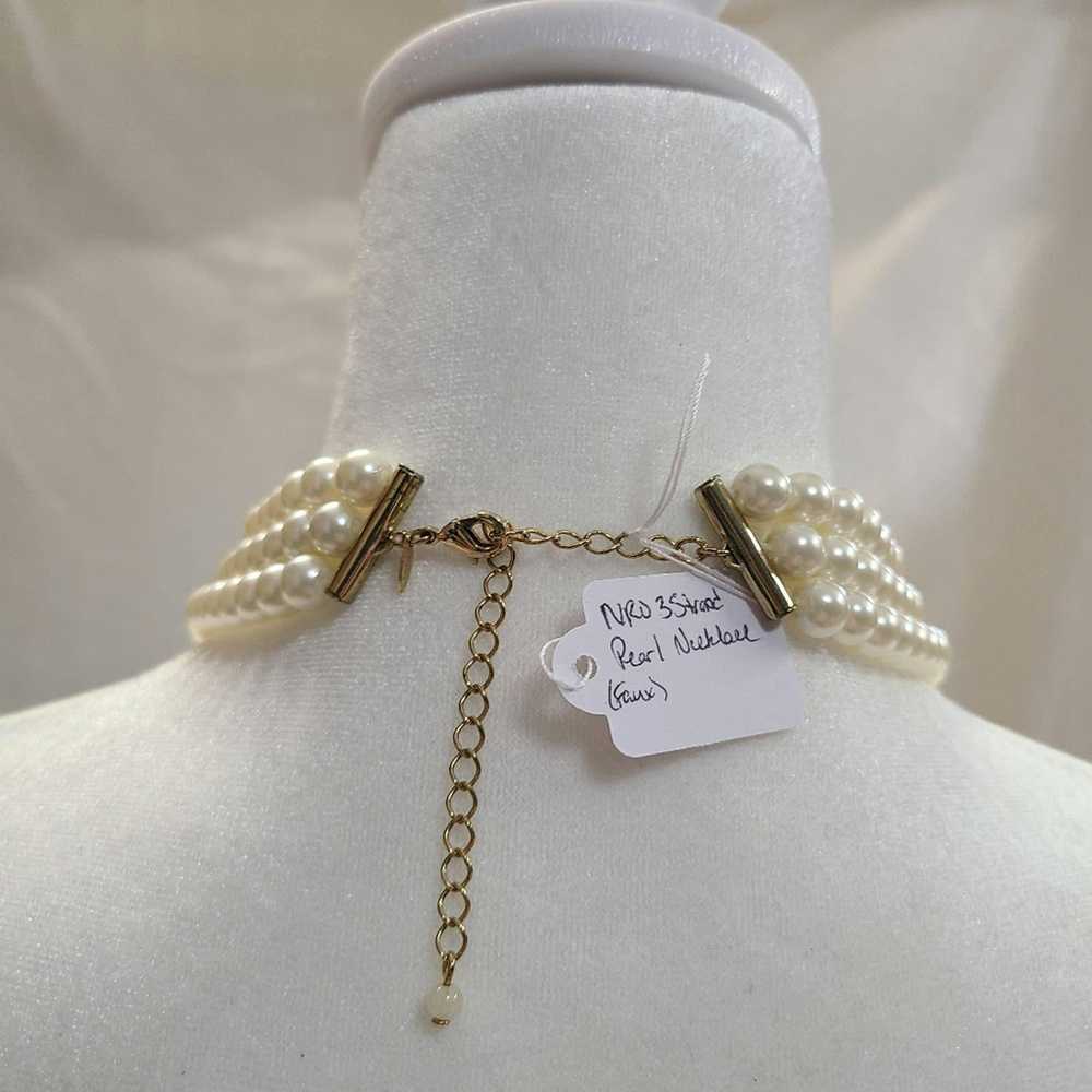 Vintage Vintage NRO 3 Strand Faux Pearl Necklace - image 3