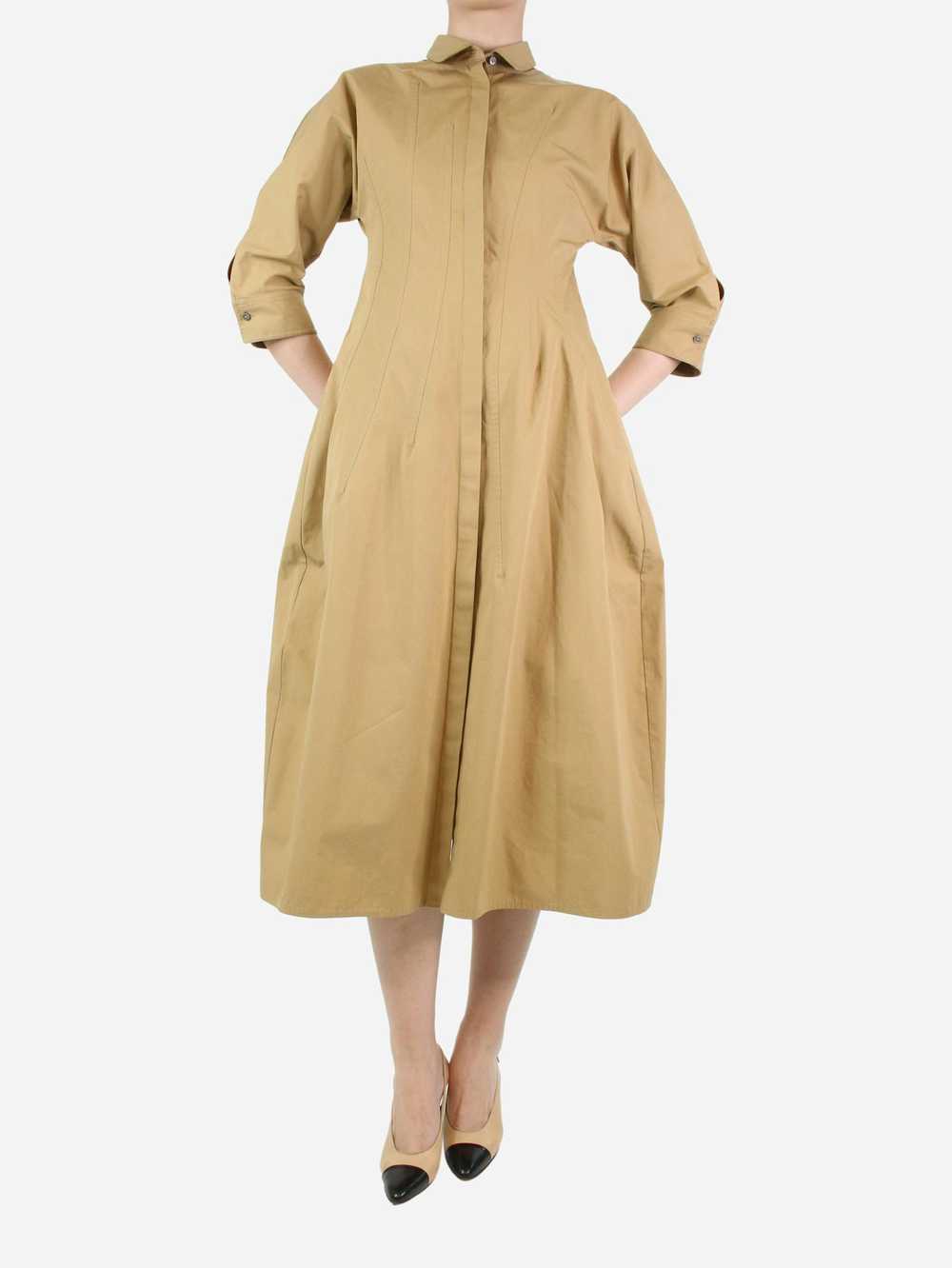 Jil Sander Neutral buttoned midi dress - size UK 8 - image 1