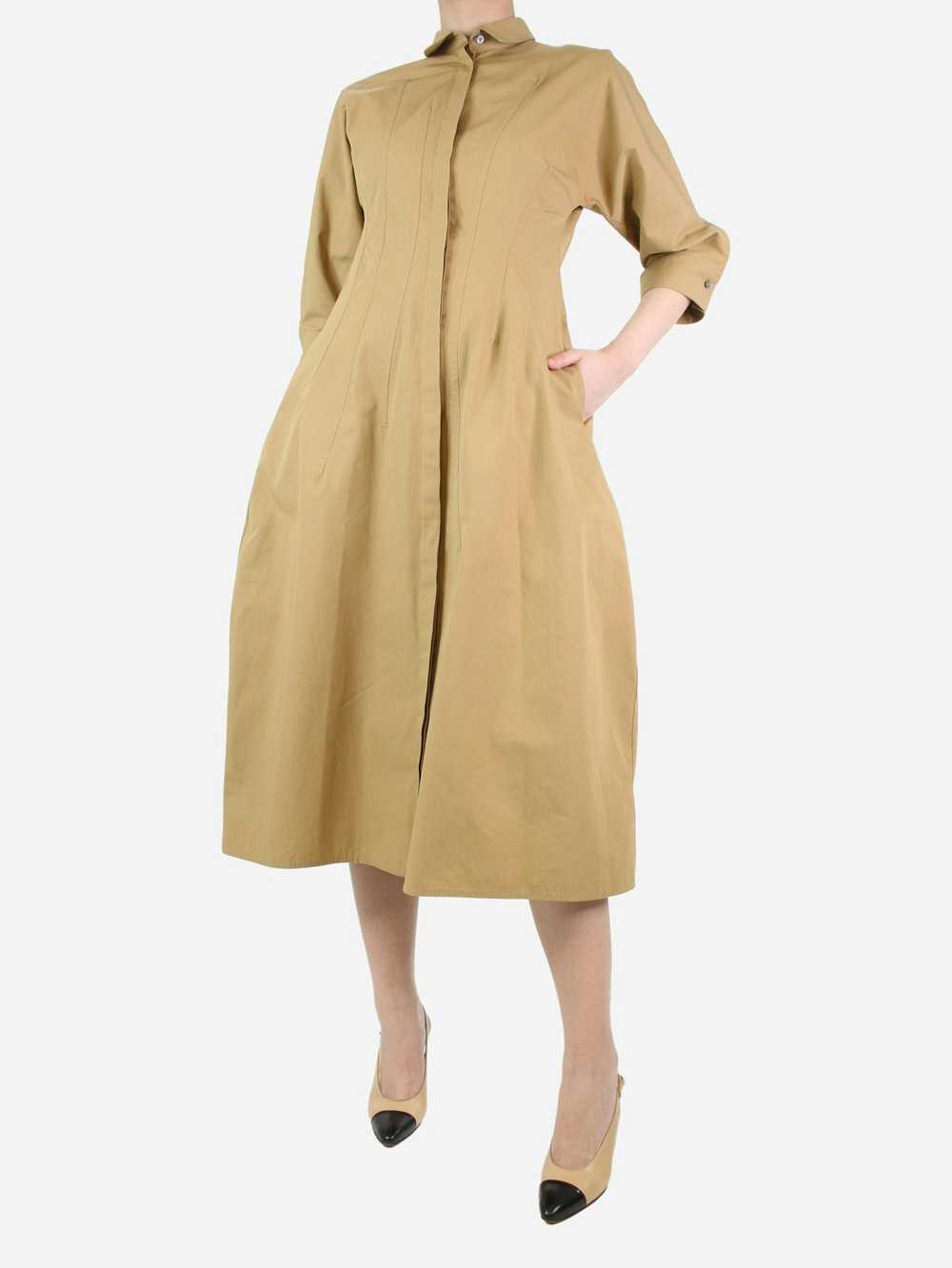 Jil Sander Neutral buttoned midi dress - size UK 8 - image 3