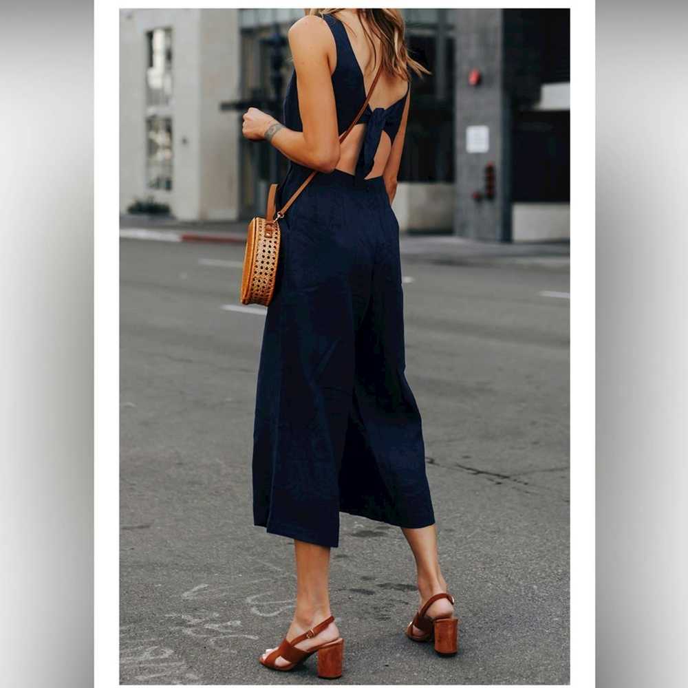 Other PURE NAVY Cropped Tie-Back Linen Jumpsuit B… - image 3