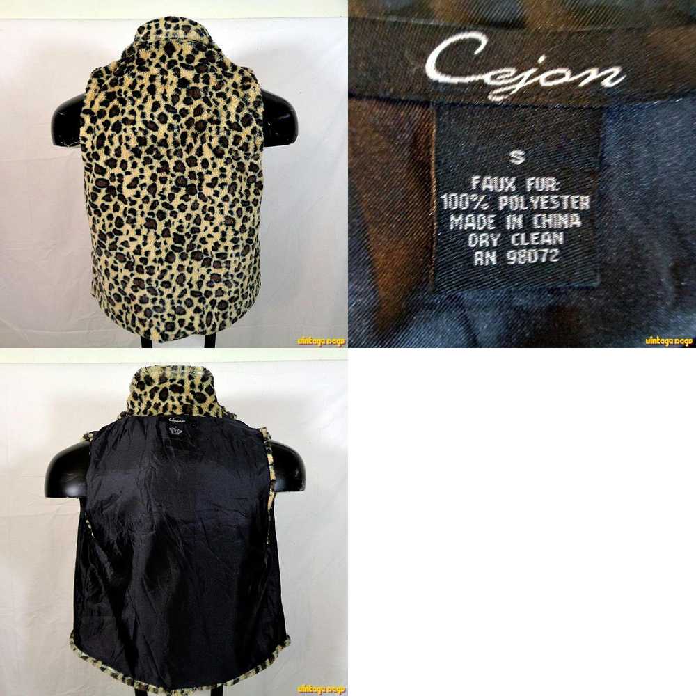Vintage CAJON LEOPARD PRINT Faux Fur VEST Womens … - image 4