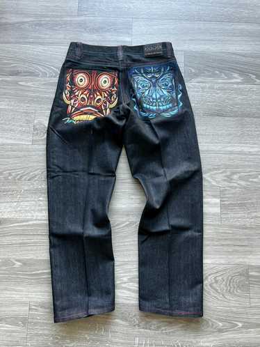 COOGI Vintage Jeans Pants Trousers Hype Navy Blue Logo Colorful