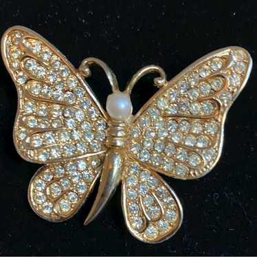 Vintage Vintage Napier Butterfly Crystal and Faux 