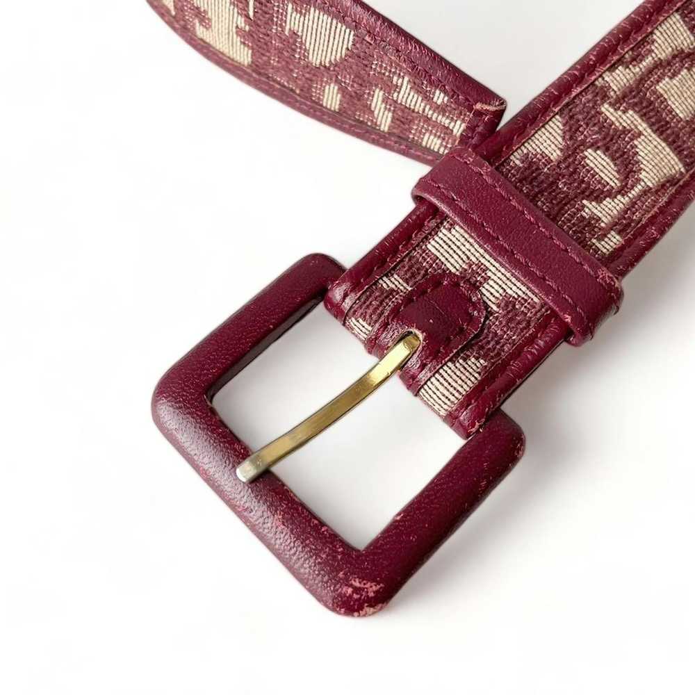 Dior Dior - AW01 Leather Belt 65 Burgundy Beige M… - image 3