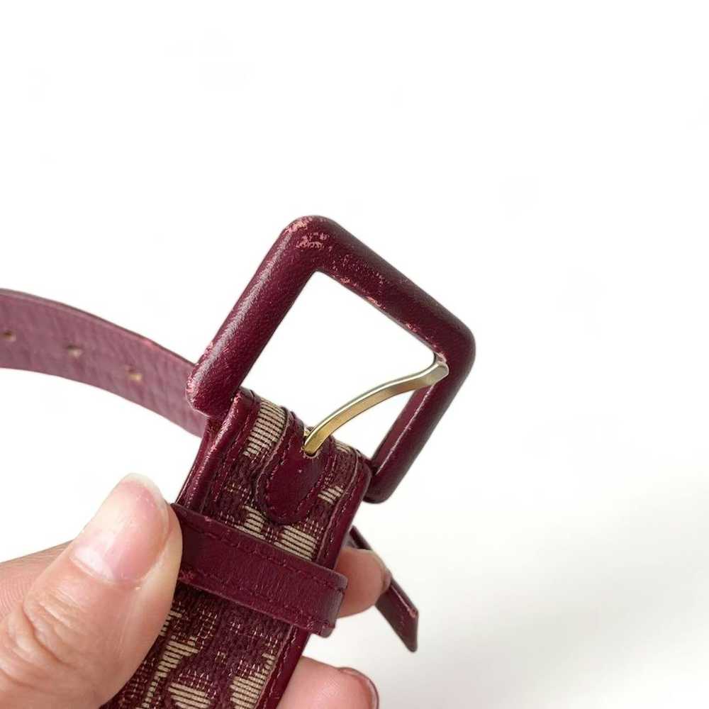 Dior Dior - AW01 Leather Belt 65 Burgundy Beige M… - image 5