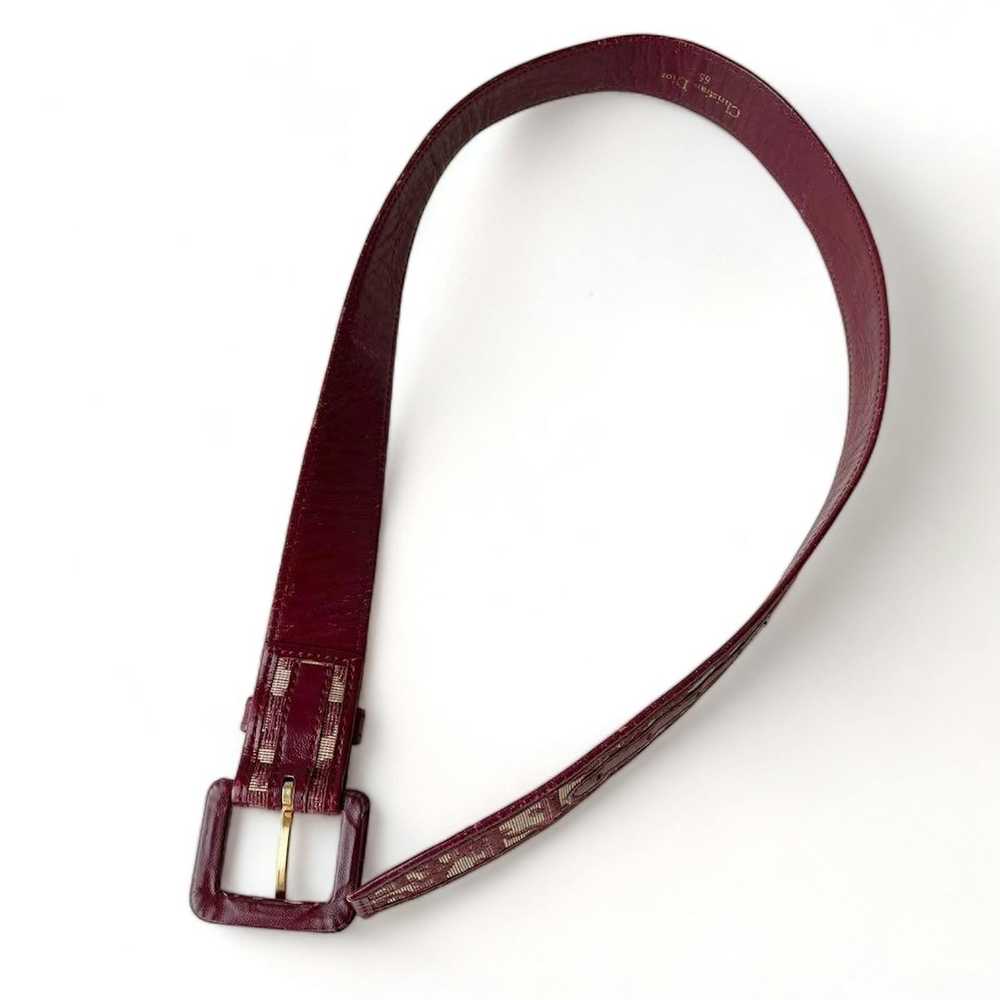 Dior Dior - AW01 Leather Belt 65 Burgundy Beige M… - image 7