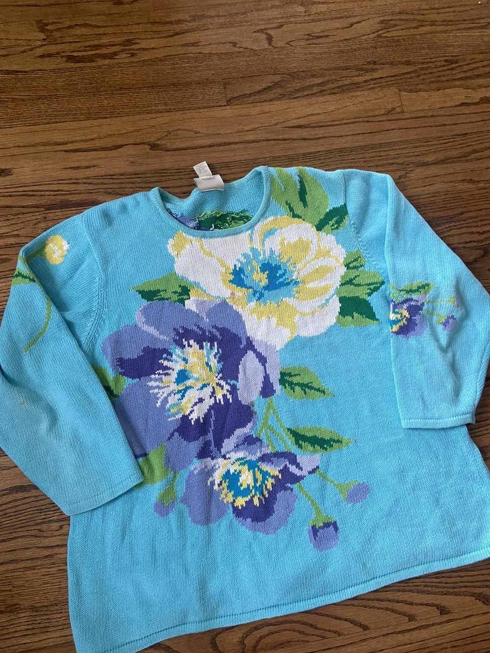 Vintage Vintage knit flower sweater - image 3
