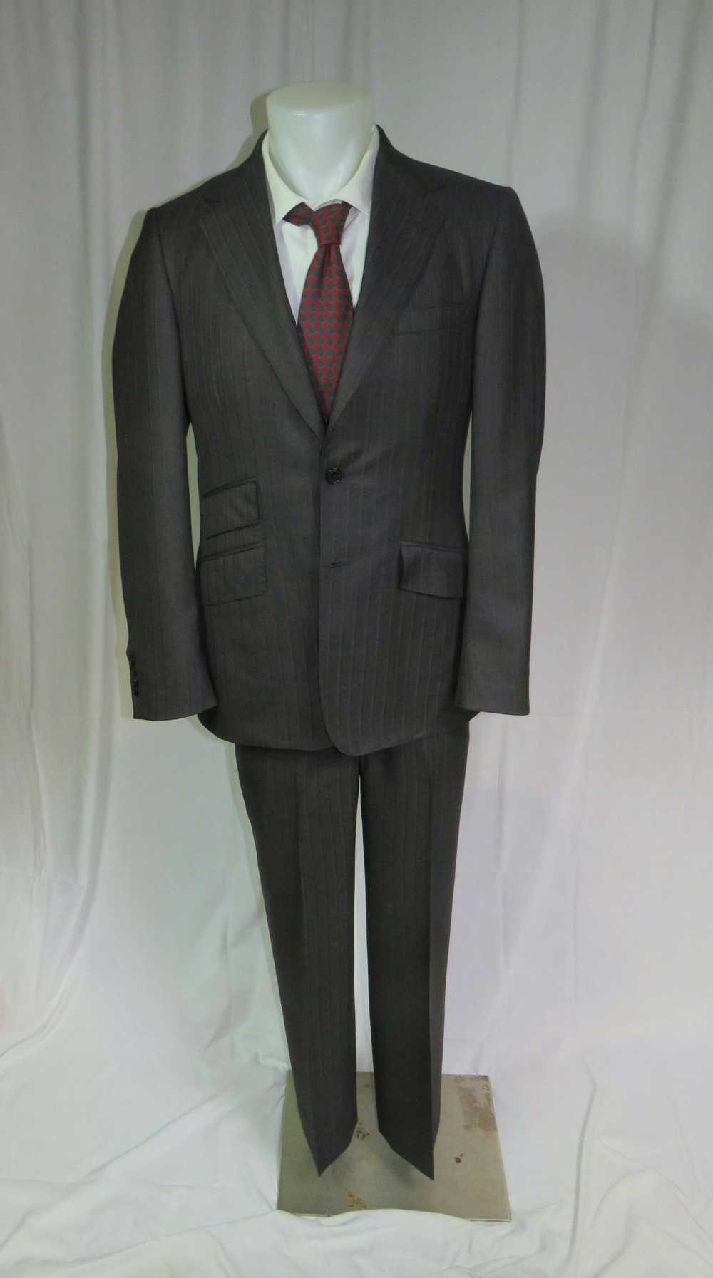 Bespoke Sciortino Tailors Gray Striped Bespoke Tw… - image 1