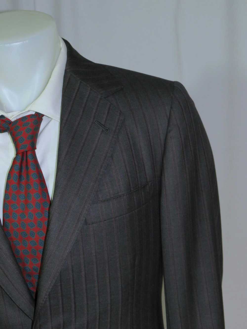 Bespoke Sciortino Tailors Gray Striped Bespoke Tw… - image 5