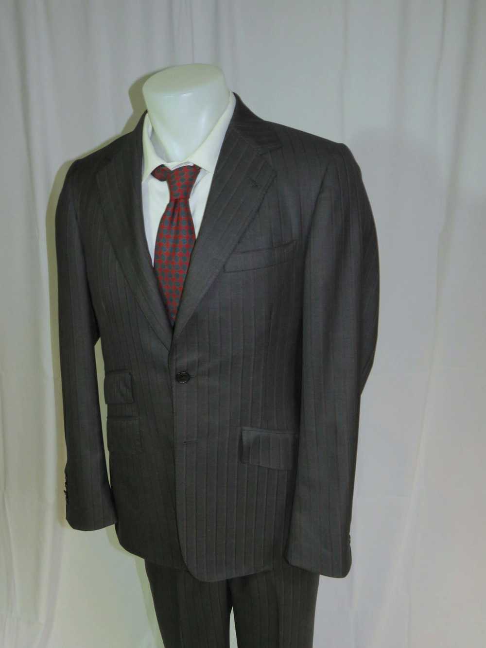 Bespoke Sciortino Tailors Gray Striped Bespoke Tw… - image 7