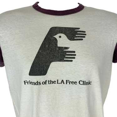 Hanes LA Free Clinic Vintage 80s Raglan T Shirt Sm