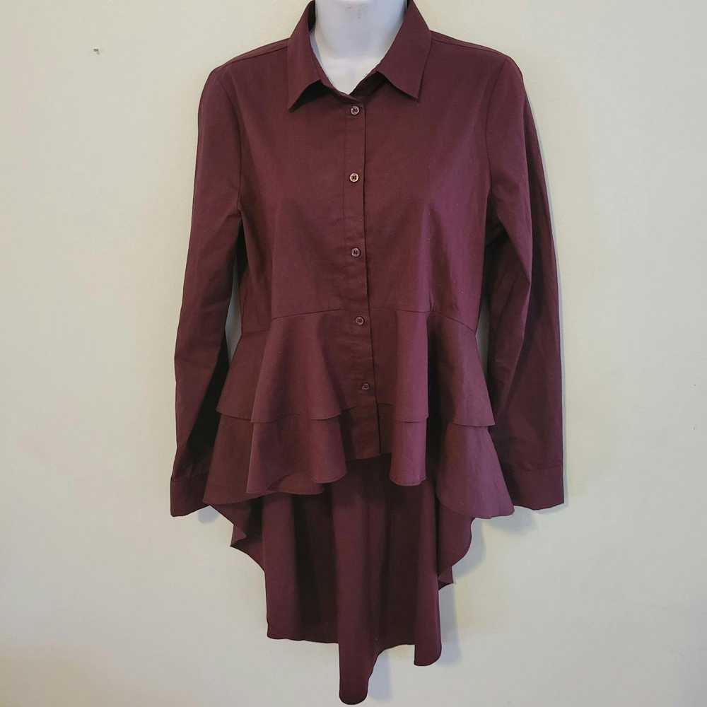 Vintage ANA S Maroon Blouse Hi Low Edwardian Vict… - image 1