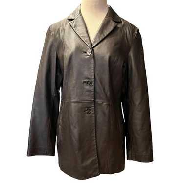 Vintage VTG 90s 00s 100% Leather Blazer Jacket Bu… - image 1