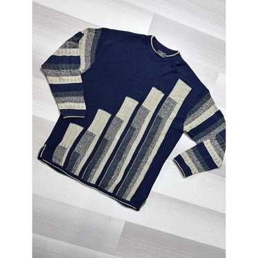 Vintage Bergati 1980s COOGI Style Blue/Beige Knit… - image 1