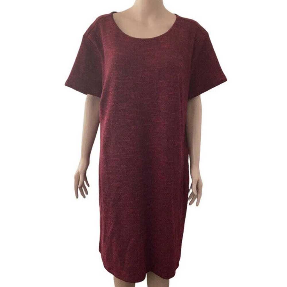 Loft Dress Womens 24 Plus Size Red Midi Textured … - image 1