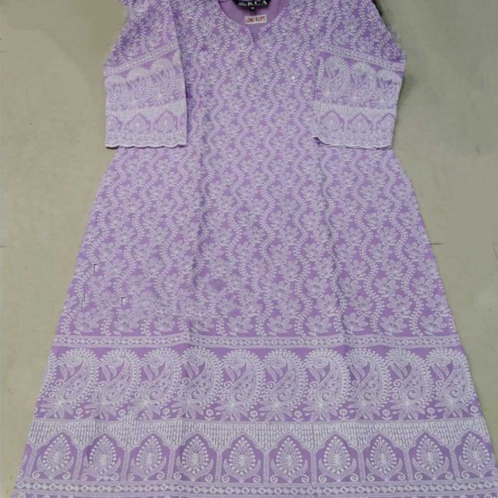 Chikankari sequin cotton kurta - image 1