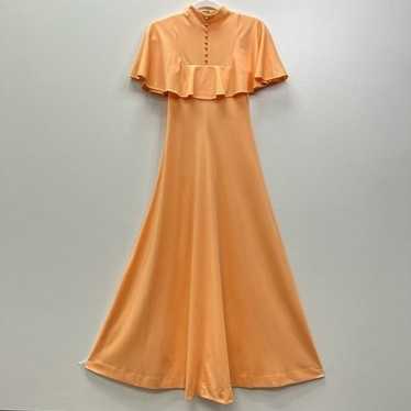 Vintage Alison Ayres Maxi Capelet Collar Dress Or… - image 1