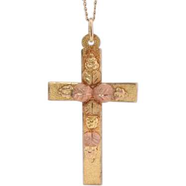 Black Hills Gold Cross Necklace. 10k multi tone B… - image 1