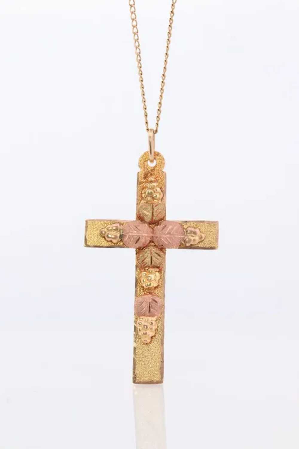 Black Hills Gold Cross Necklace. 10k multi tone B… - image 3