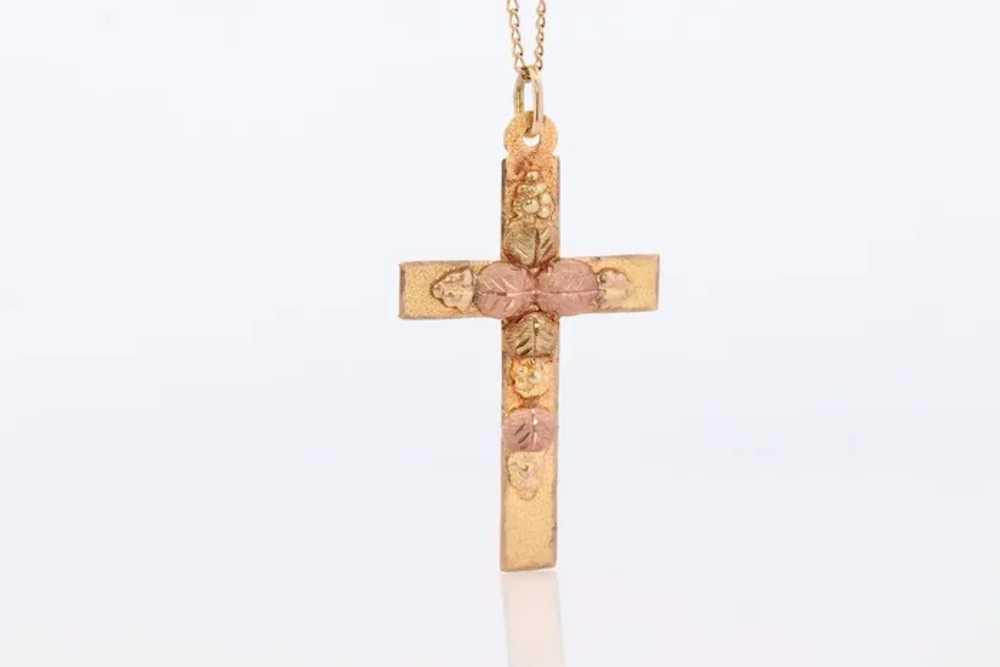 Black Hills Gold Cross Necklace. 10k multi tone B… - image 5