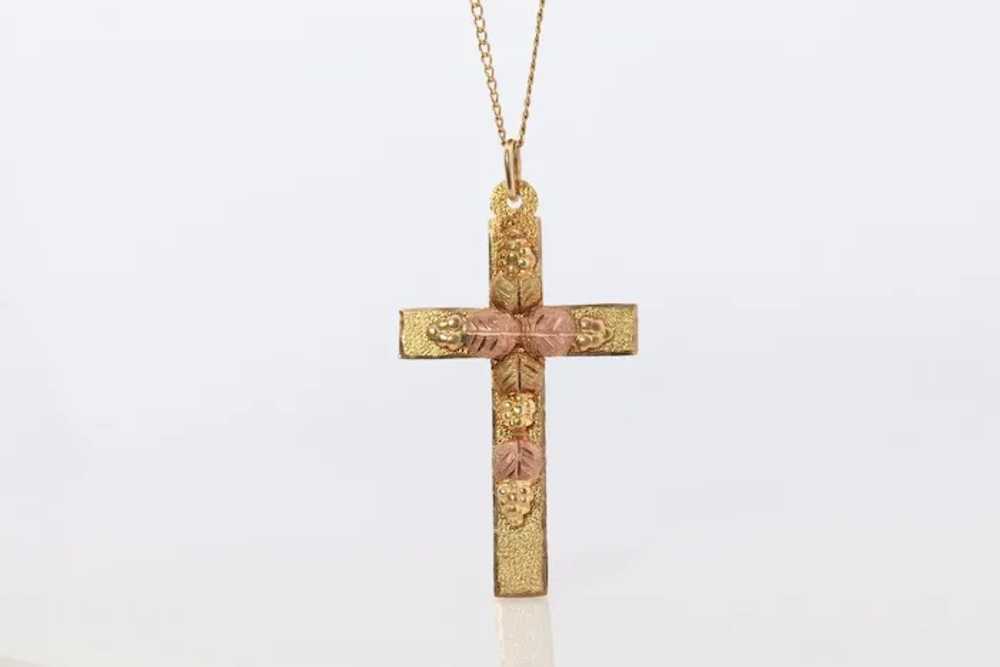 Black Hills Gold Cross Necklace. 10k multi tone B… - image 7