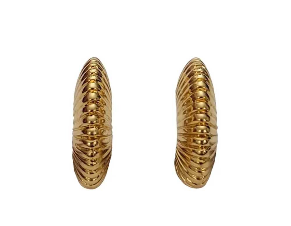 Trifari Crown Over T Gold Tone Shrimp Half Hoop C… - image 6