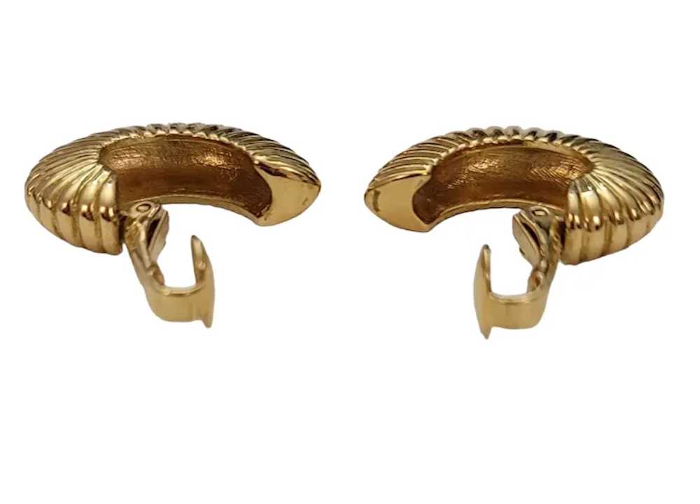 Trifari Crown Over T Gold Tone Shrimp Half Hoop C… - image 7