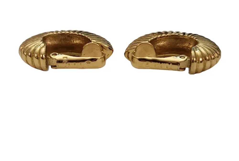 Trifari Crown Over T Gold Tone Shrimp Half Hoop C… - image 8