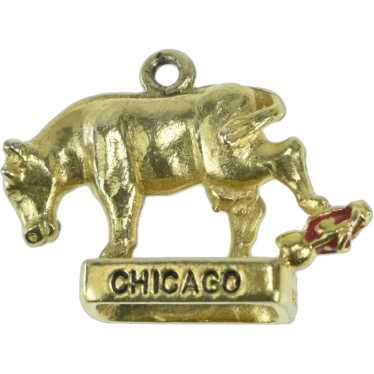 14K Great Chicago Fire Cow Lantern History Charm/P