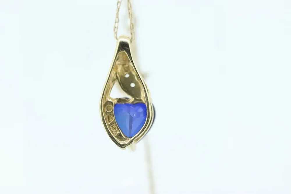 Blue Sapphire and diamond drop pendant. 10k preci… - image 4