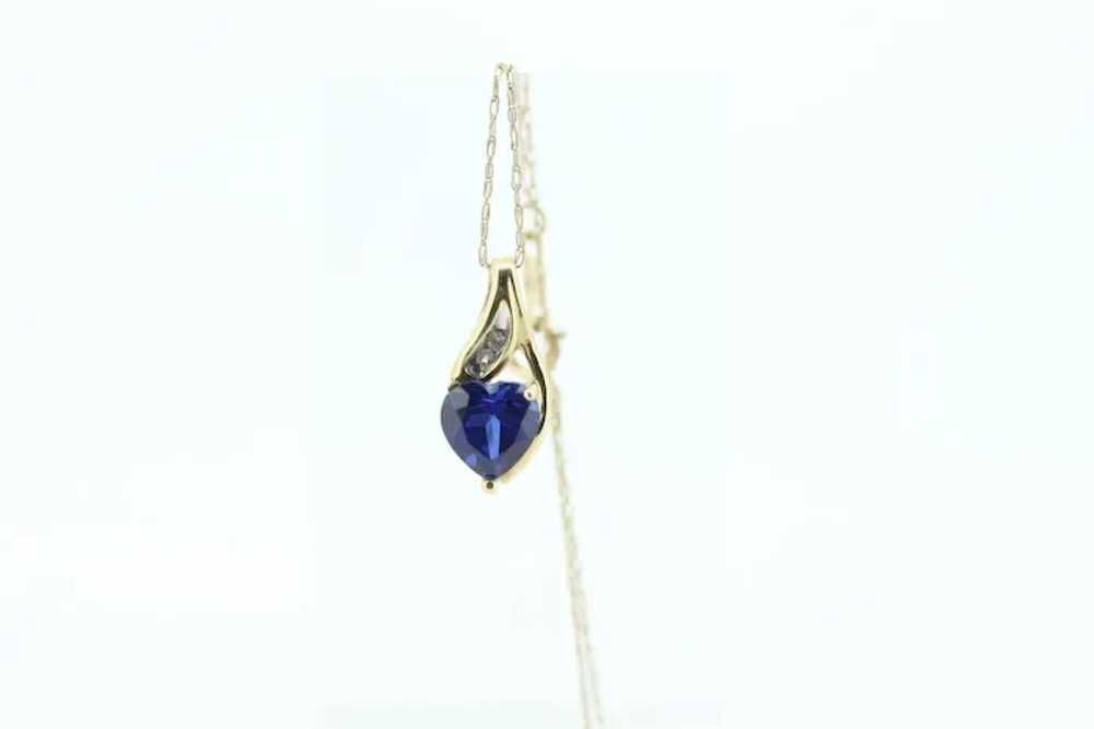 Blue Sapphire and diamond drop pendant. 10k preci… - image 5