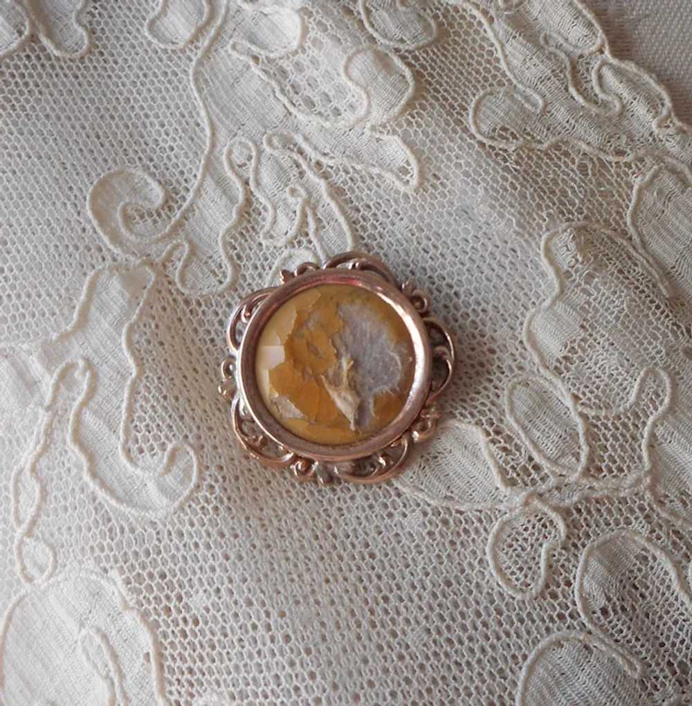 Antique Photograph Pin Gold Plated Ornate Frame P… - image 6