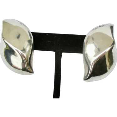 Sterling Silver Flame Post Earrings Mid- Century - image 1