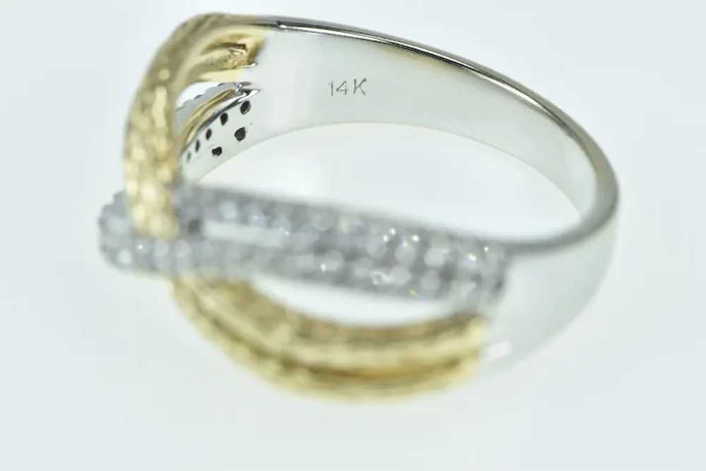 14K Wavy Criss Cross Diamond Statement Band Ring … - image 3
